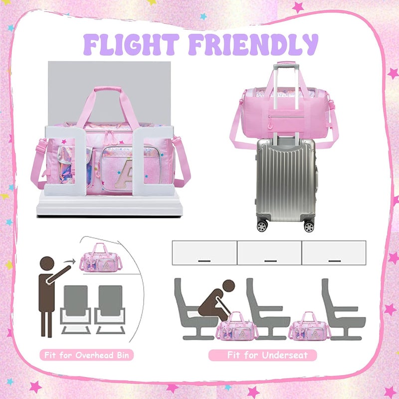 Oruiji Kids Duffle Bag Girls Travel Bag for Kids Overnight Bag for Girls Dance Bag for Girl Weekender Bag Kid Gym Bag with Shoe Compartment for Travel - Image 4